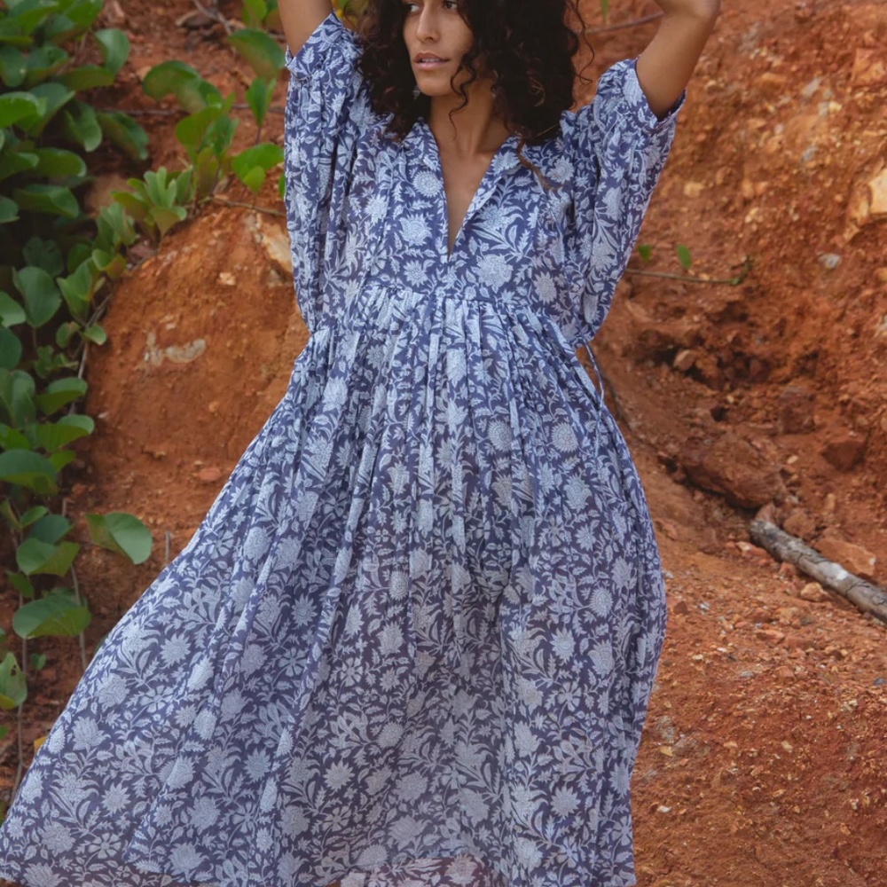 Daughters of India - Kyra Midi Dress - Blue Iris - size M